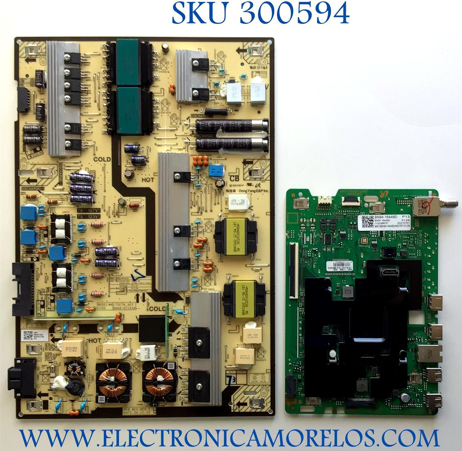 KIT DE TARJETAS PARA TV SAMSUNG / NUMERO DE PARTE MAIN BN94-16448D / BN41-02844A / BN97-17789A / NUMERO DE PARTE FUENTE BN44-01103A / L75E7N_ADY / BN4401103A / PANEL CY-QA075HGEV1H / MODELO QN75Q60AAFXZA BA02 / QN75Q6DAAFXZA BA02  / DISPLAY HV750QUB-F9B